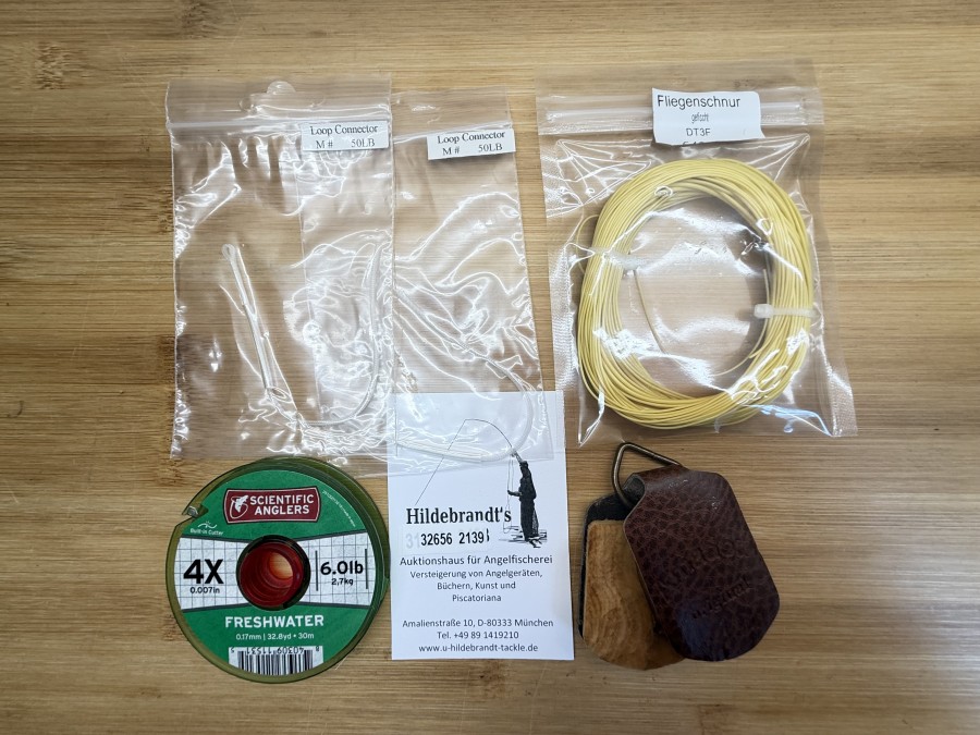 Fliegenfischer Kleinteile, Fliegenschnur gefischt,  DT 3 F, Amadou Original, 2 Loop Connector, 50lb, Tippet, Scientific Anglers, Freshwater 4X