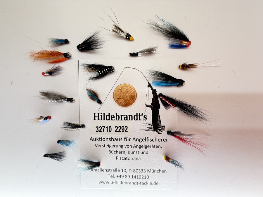 Tubenfliegen, 20 Microtuben eines erfahrenen Island Anglers, 10 bis 30mm, in Kunststoffbox
