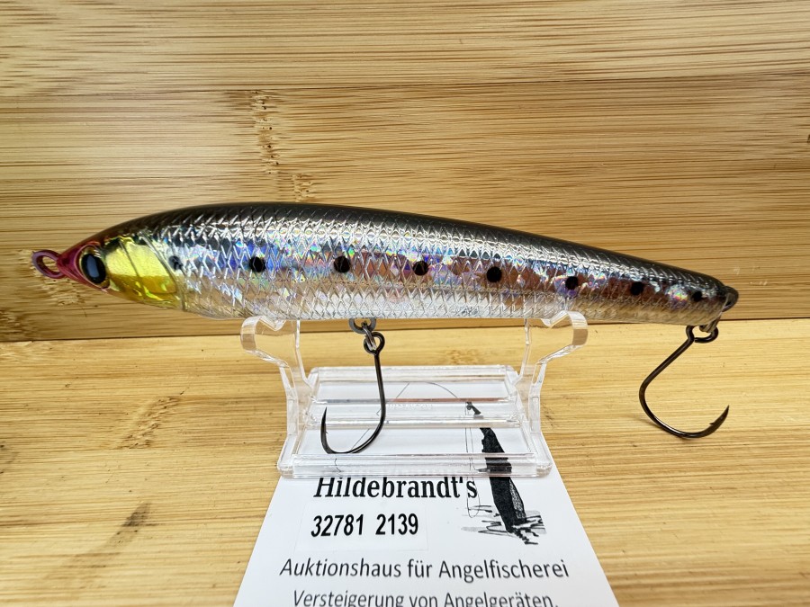 Wobbler, Tiemco, Red Pepper Magnum, silber/oliv/braun, seitlichen Punkten, Kopf gold/schwarz, 14cm, 31 Gramm, 2 Einzelhaken, ungefischt