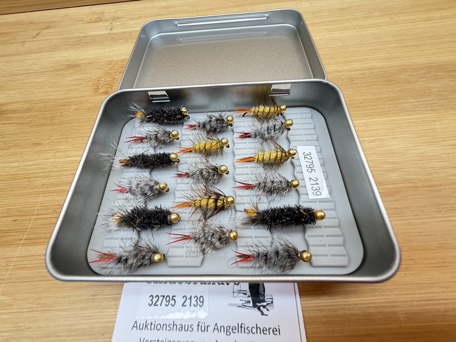 Nymphen Sortiment, 15 Stück, Tungstenkugel, Grösse 8 bis 12, in Alubox, 115x85x22mm, sehr gute Qualität
