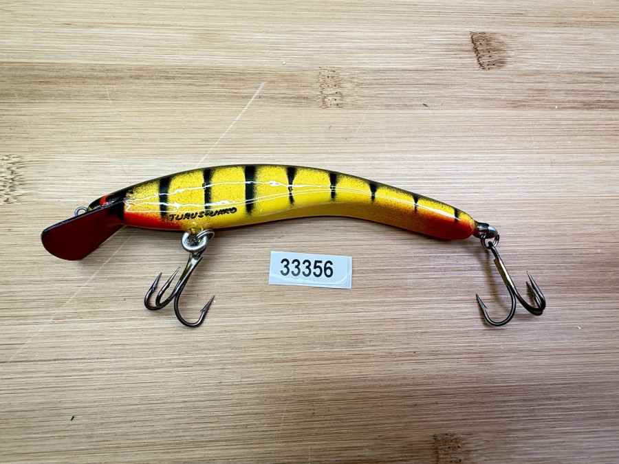 Wobbler, Turus Ukko, Handmade in Finland, gemarkt, rot/gelb/schwarz, 12cm, 15,00g, ungefischt