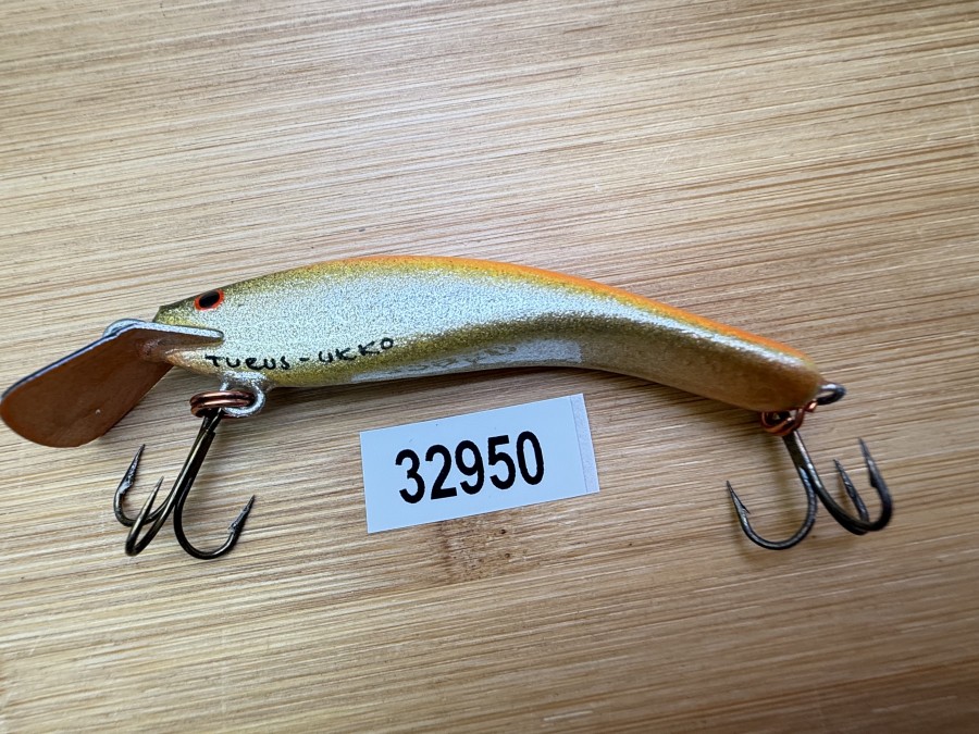 Wobbler, Turus Ukko, Handmade in Finland, gemarkt, orange/gold/orange, 7cm, 5,50g, ungefischt