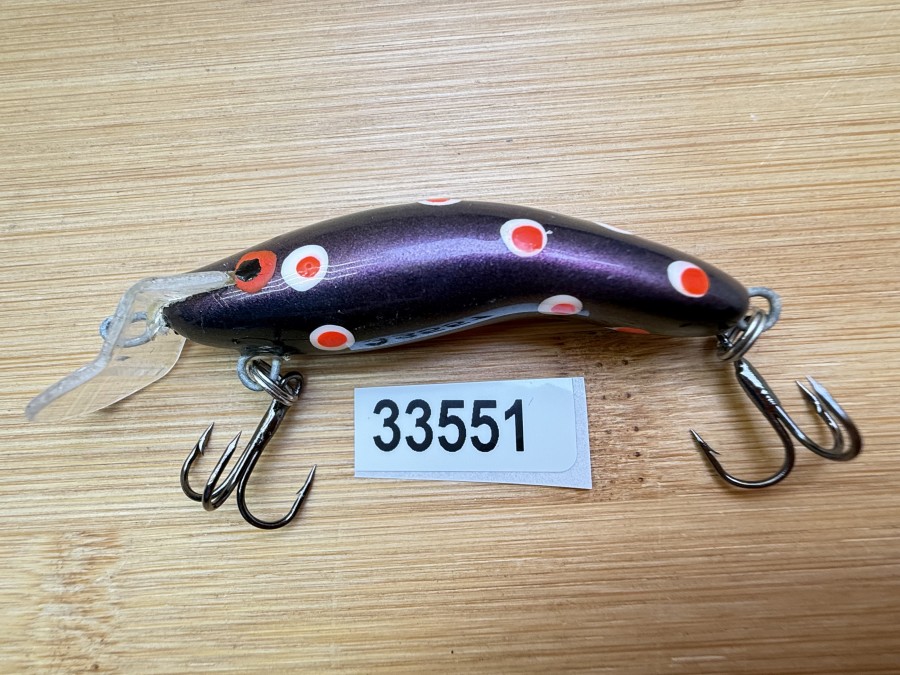 Wobbler, Turus Ukko, Turunen, schwarz mit weiss/roten Punkten, 5cm, 4g, ungefischt