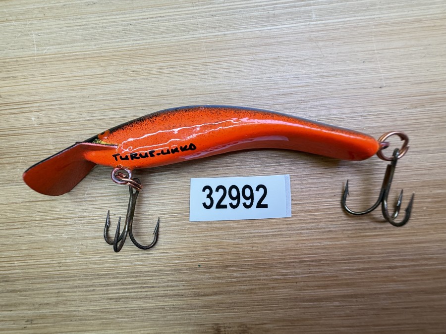 Wobbler, Turus Ukko, Handmade in Finland, gemarkt, orange/blau, 7cm, 5,50g, ungefischt