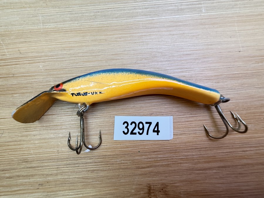 Wobbler, Turus Ukko, Handmade in Finland, gemarkt, orange/blau, 7cm, 5,50g, ungefischt