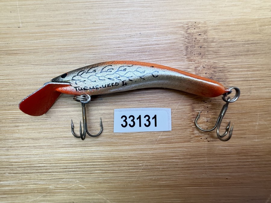 Wobbler, Turus Ukko, Handmade in Finland, gemarkt, orange/gold/orange/schwarz, 7cm, 5,00g, ungefischt
