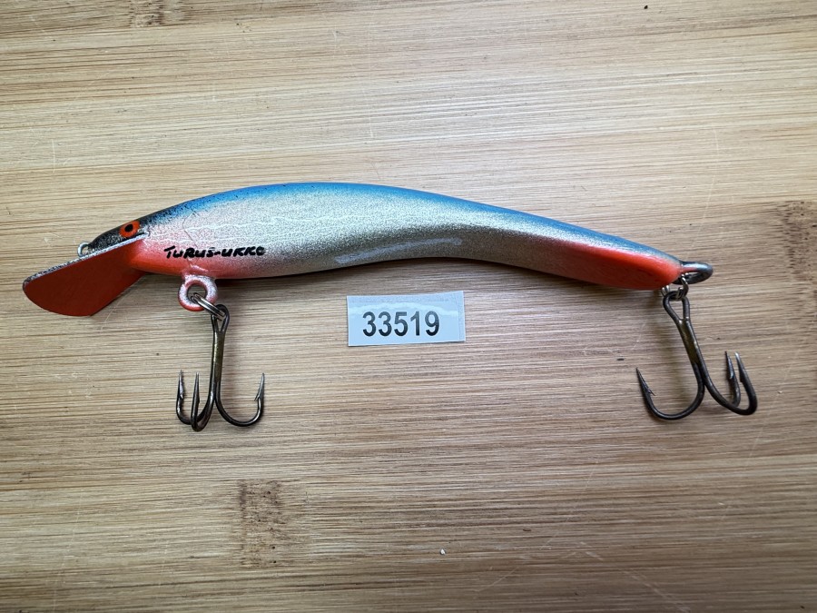 Wobbler, Turus Ukko, Handmade in Finland, gemarkt, orange/silber/blau/schwarz, 12cm, 15,00g, ungefischt