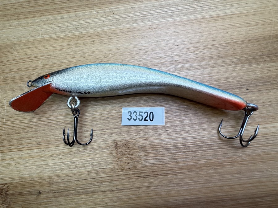 Wobbler, Turus Ukko, Handmade in Finland, gemarkt, rot/creme/blau/schwarz, 12cm, 15,00g, ungefischt
