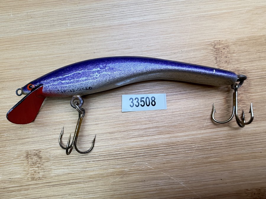 Wobbler, Turus Ukko, Handmade in Finland, gemarkt, silber/violett/schwarz, 12cm, 15,00g, ungefischt