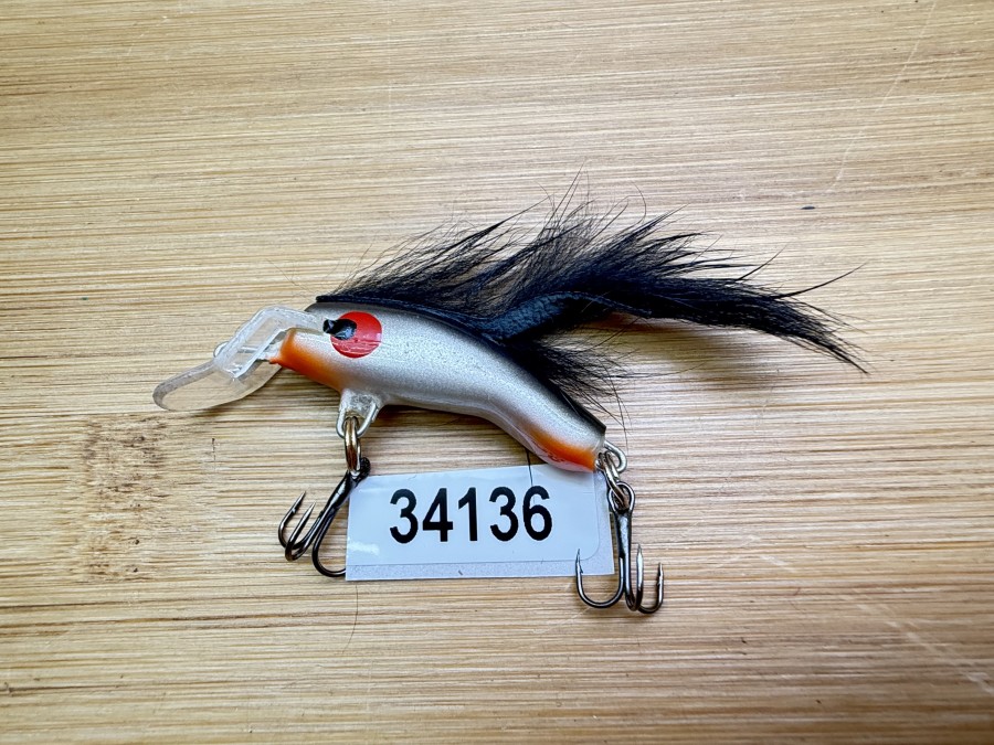 Wobbler, Turunen Finland, 3cm, 4g, orange/silber, schwarzer Fellstreifen, ungefischt
