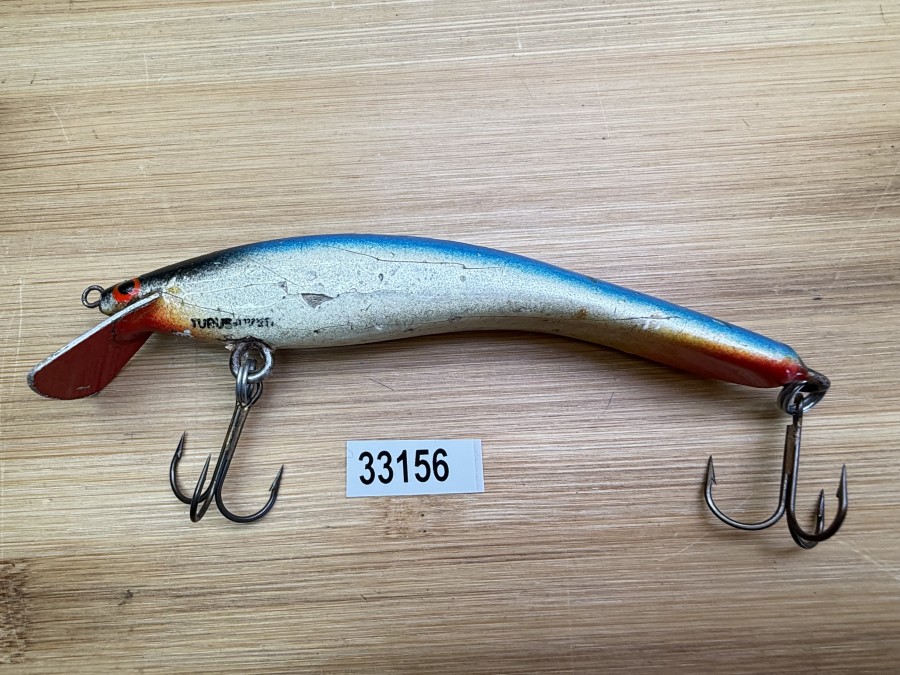 Wobbler, Turus Ukko, Handmade in Finland, orange/beige/blau/schwarz, 9cm, 11,00g, ungefischt