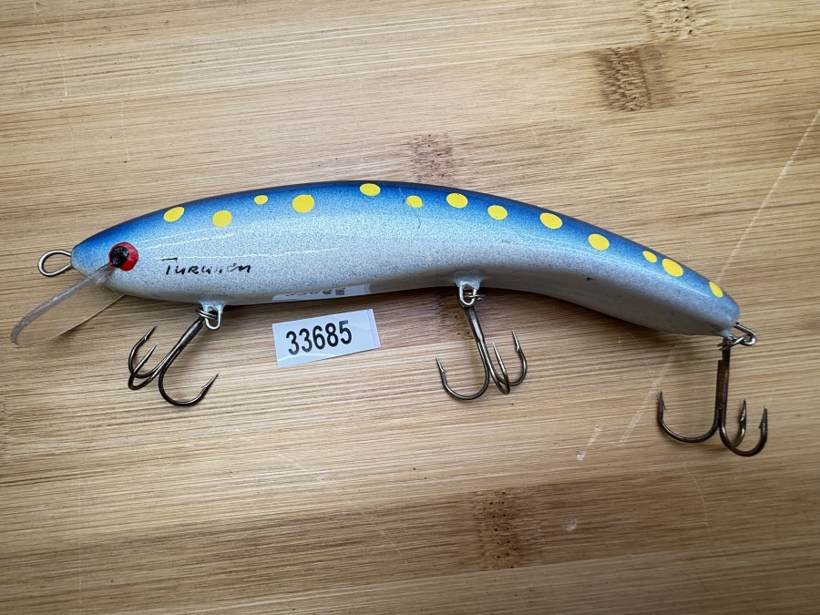 Wobbler, Turus Ukko, Turunen gemarkt, weiss/blau/schwarz, 15cm, 36g, ungefischt