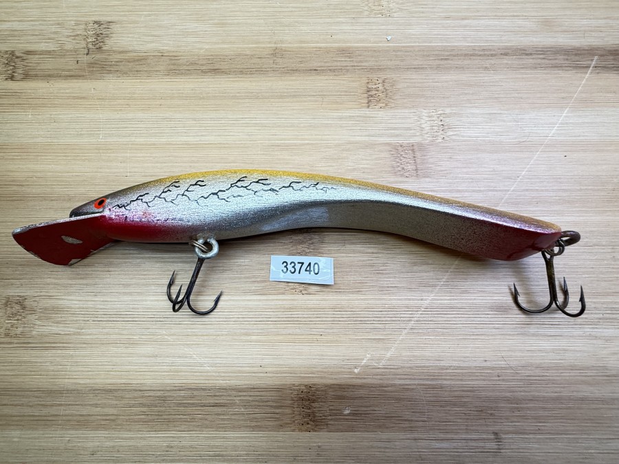 Wobbler, Turus Ukko, Handmade in Finland, Turus Ukko gemarkt, Gravedigger, rot//silber/orange/schwarz, 20cm, 73g, ungefischt,