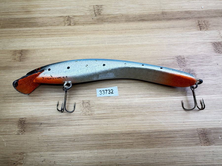 Wobbler, Turus Ukko, Handmade in Finland, Turus Ukko gemarkt, orange/silber/blau/schwarz, 20cm, 50g, ungefischt,