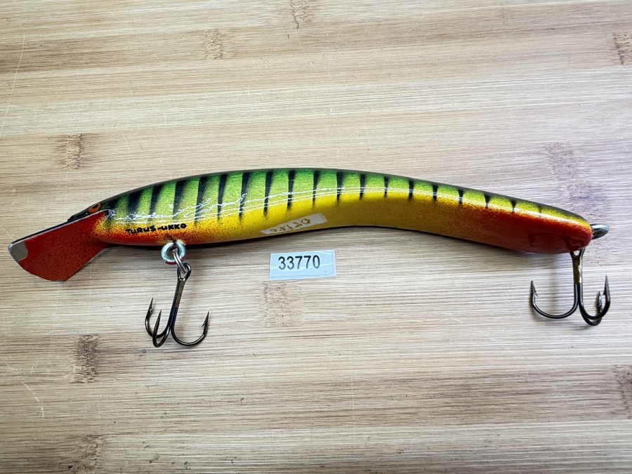 Wobbler, Turus Ukko, Handmade in Finland, Turus Ukko gemarkt, Parrot, rot/gelb/grün/schwarz, 20cm, 56g, ungefischt