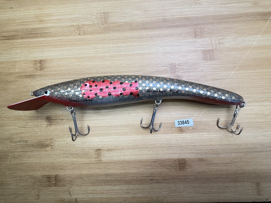 Wobbler, Turus Ukko Sonderedition Mai 1991, Handmade in Finland, Turus Ukko gemarkt, Touko kuu 4/5, rot/silber/gold/schwarz, 30cm, 153g, ungefischt