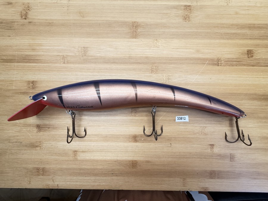 Wobbler, Turus Ukko, Handmade in Finland, Turus Ukko gemarkt, rot/kupfer/blau, 40cm, 392g, ungefischt