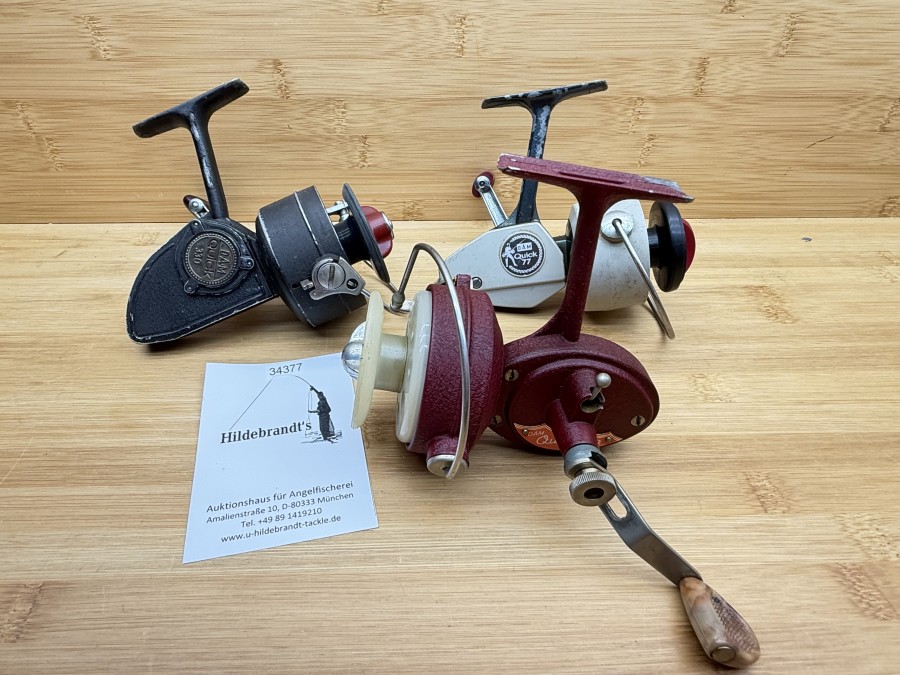 3 Stationärrollen, DAM Quick 330, Made in West Germany, DAM Quick 77, Made in West Germany, DAM Quick Junior, Made in Germany, Gebrauchsspuren