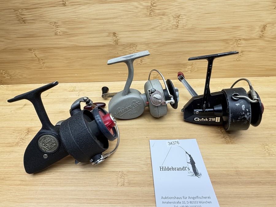 3 Stationärrollen, DAM Quick 220N, Made in West Germany, DAM Quick 218, Made in West Germany, Spinnfix DAM, Made in West Germany, Gebrauchsspuren