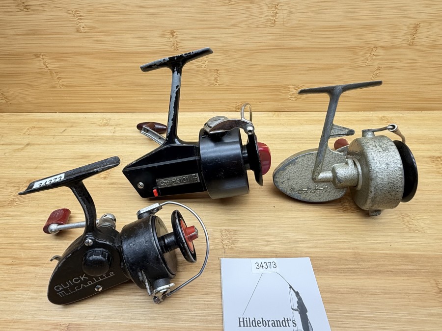 3 Stationärrollen, DAM Microlite, Made in West Germany, Hobby DAM, Made in West Germany, DAM Quick 101, Made in West Berlin, Gebrauchsspuren